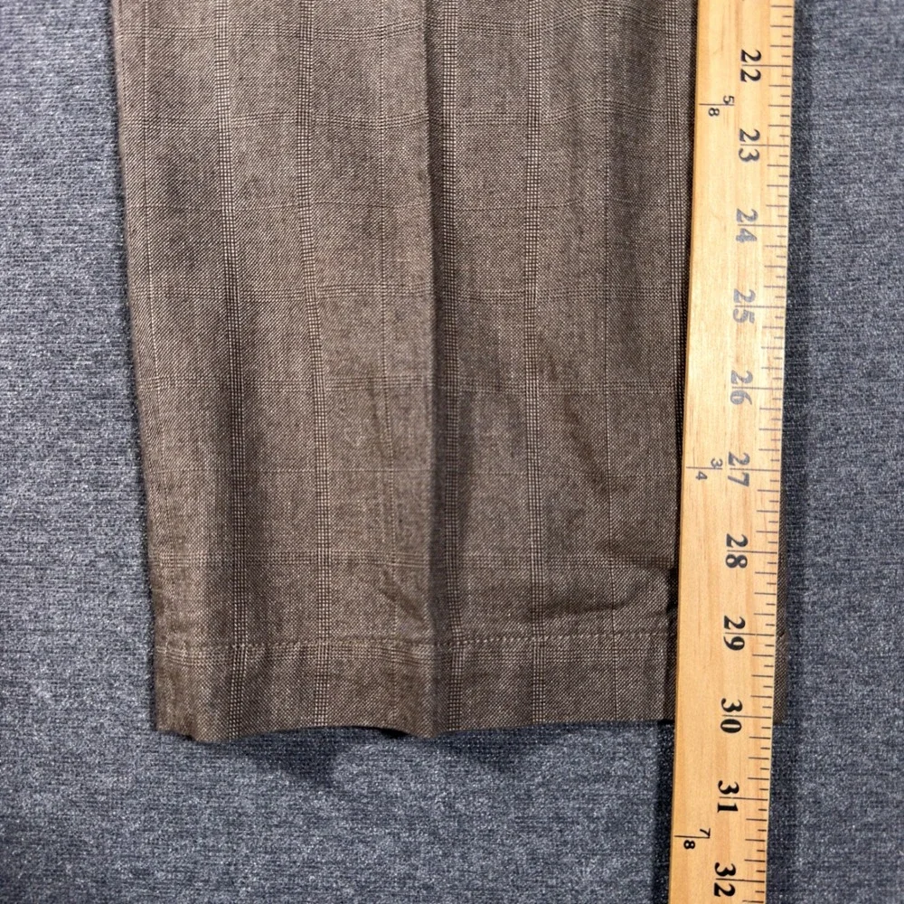 Banana Republic Pants Mens 32x30 Brown Straight Fit Cotton Plaid Dress Chinos